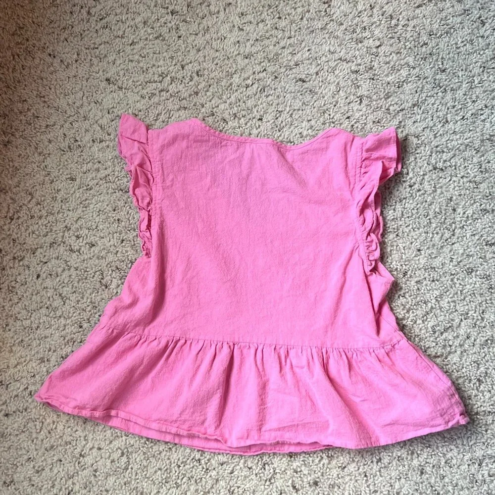 Pink Ruffled V-Neck Top - Picture 3 of 3